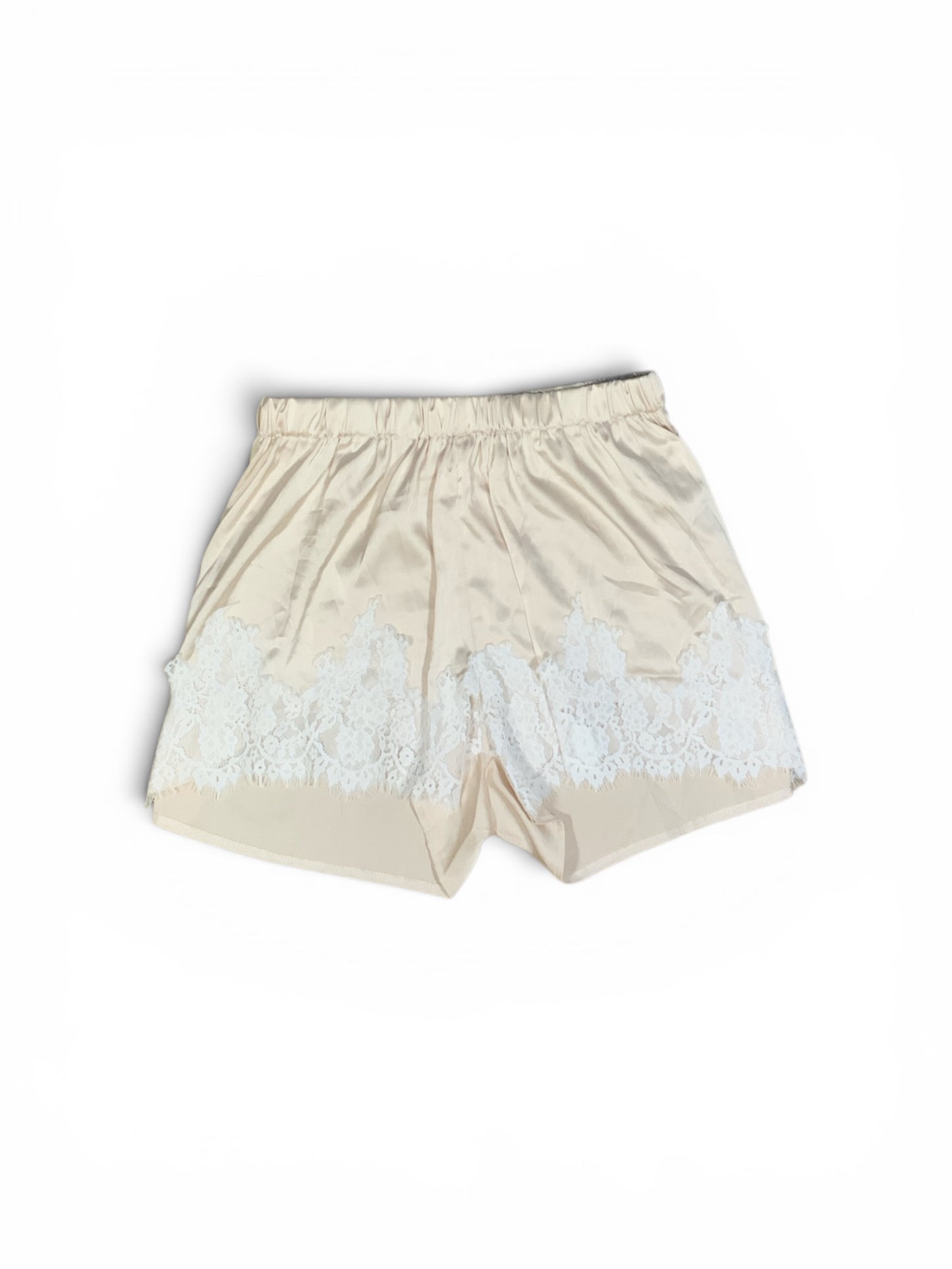 Crème Satin Pajama Shorts Lace