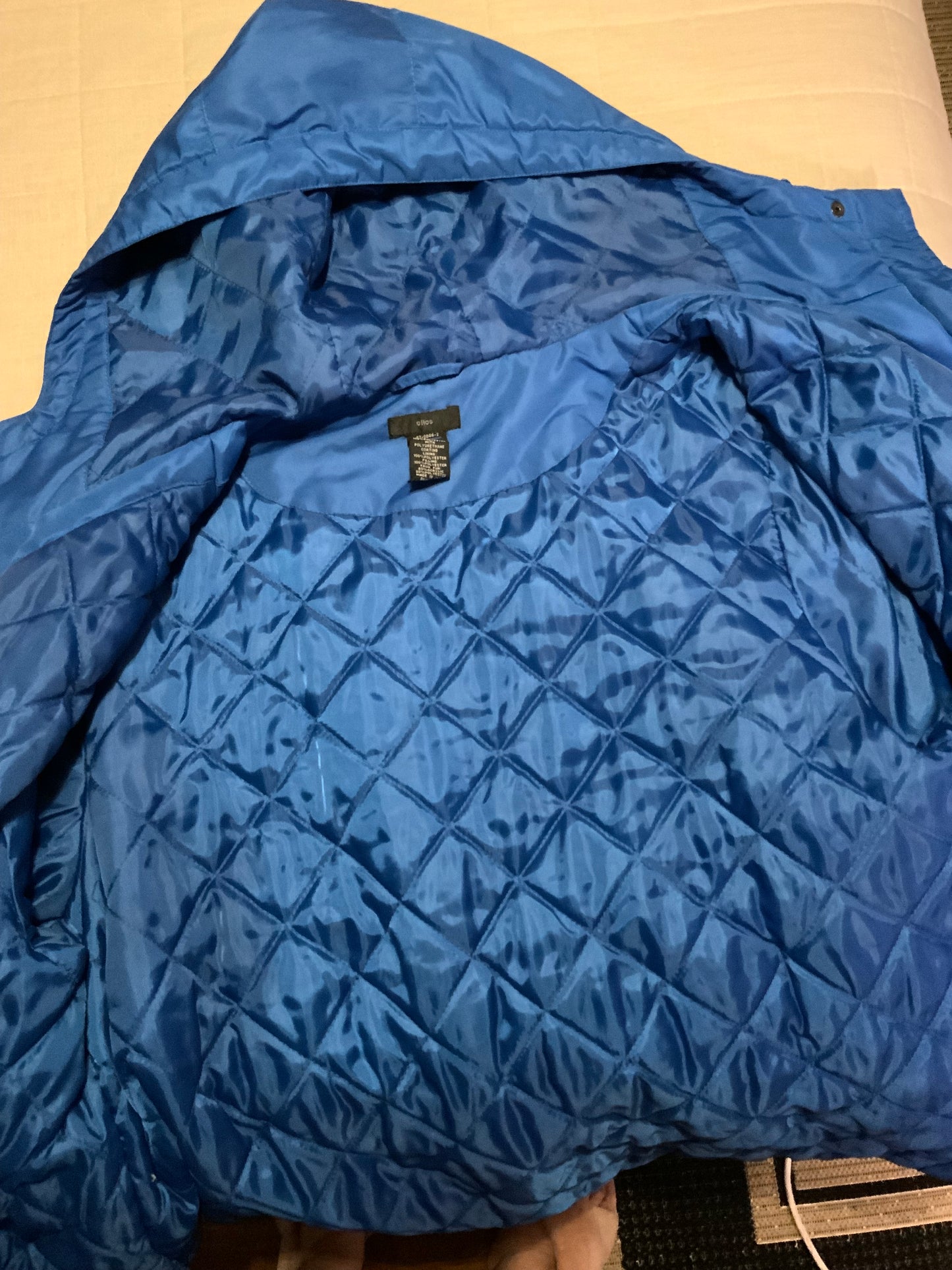 Ellos Quilted Hooded Utility Jacket in Royal Blue