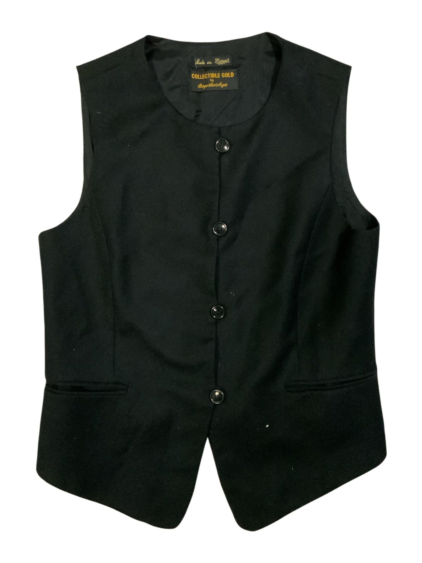Collectible Gold Black Four Button Tailored Waistcoat Vest