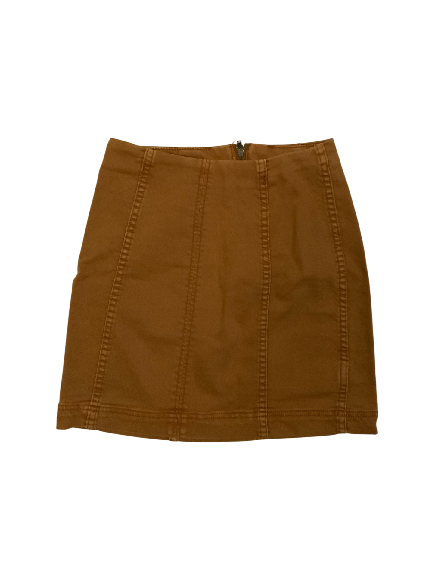Free People Modern Femme Denim Mini Skirt in Chestnut Brown Size 2