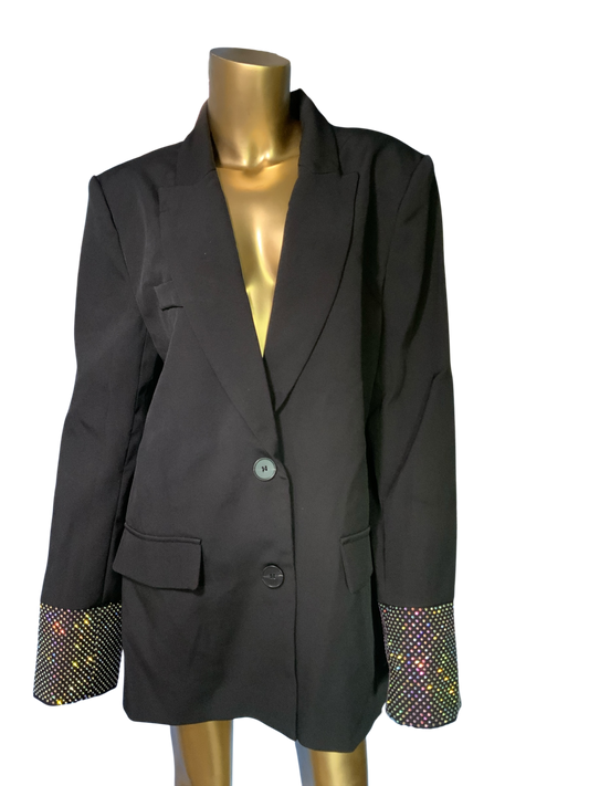 SLA The Label Black Thea Diamanté Cuff Blazer