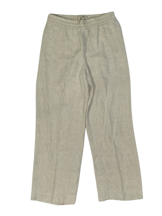 Athleta Women's Cream Linen-Blend Elastic Waist Wide Leg Pull-On Pants