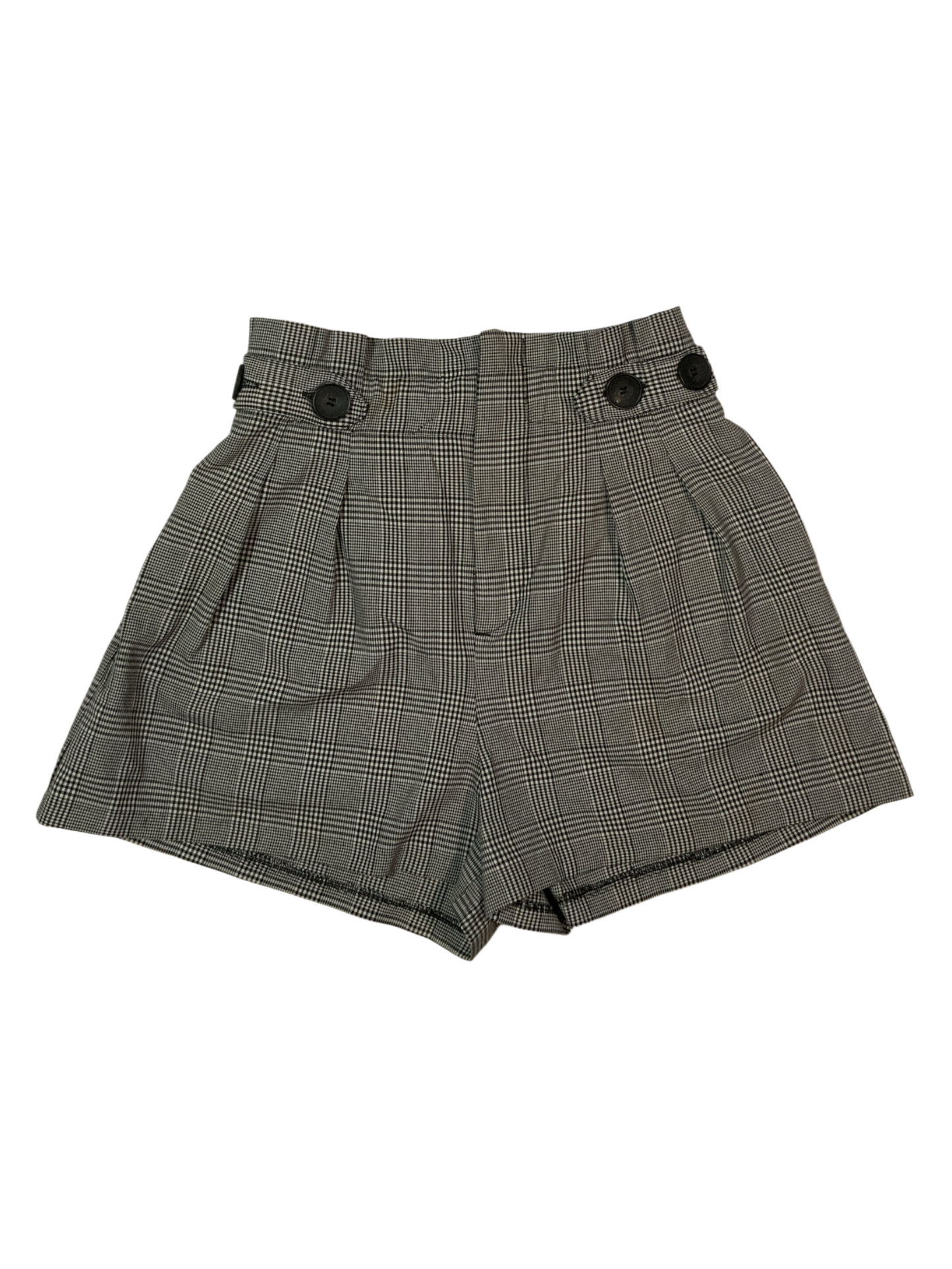 ZARA TRF Collection Plaid High-Waisted Paperbag Shorts