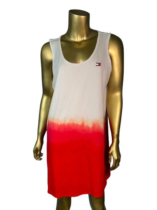 Tommy Hilfiger Sport White to Red Ombre Tank Mini Dress Size L