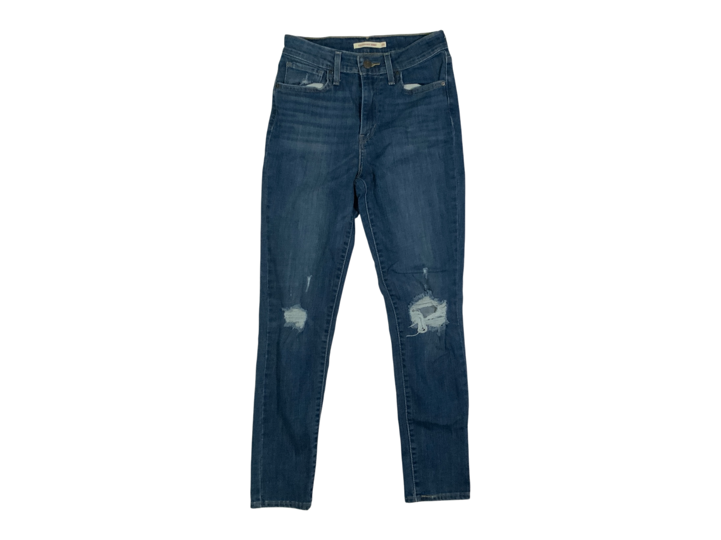 Levi's 721 High Rise Skinny 28 Blue Jean Pants Ripped Knees