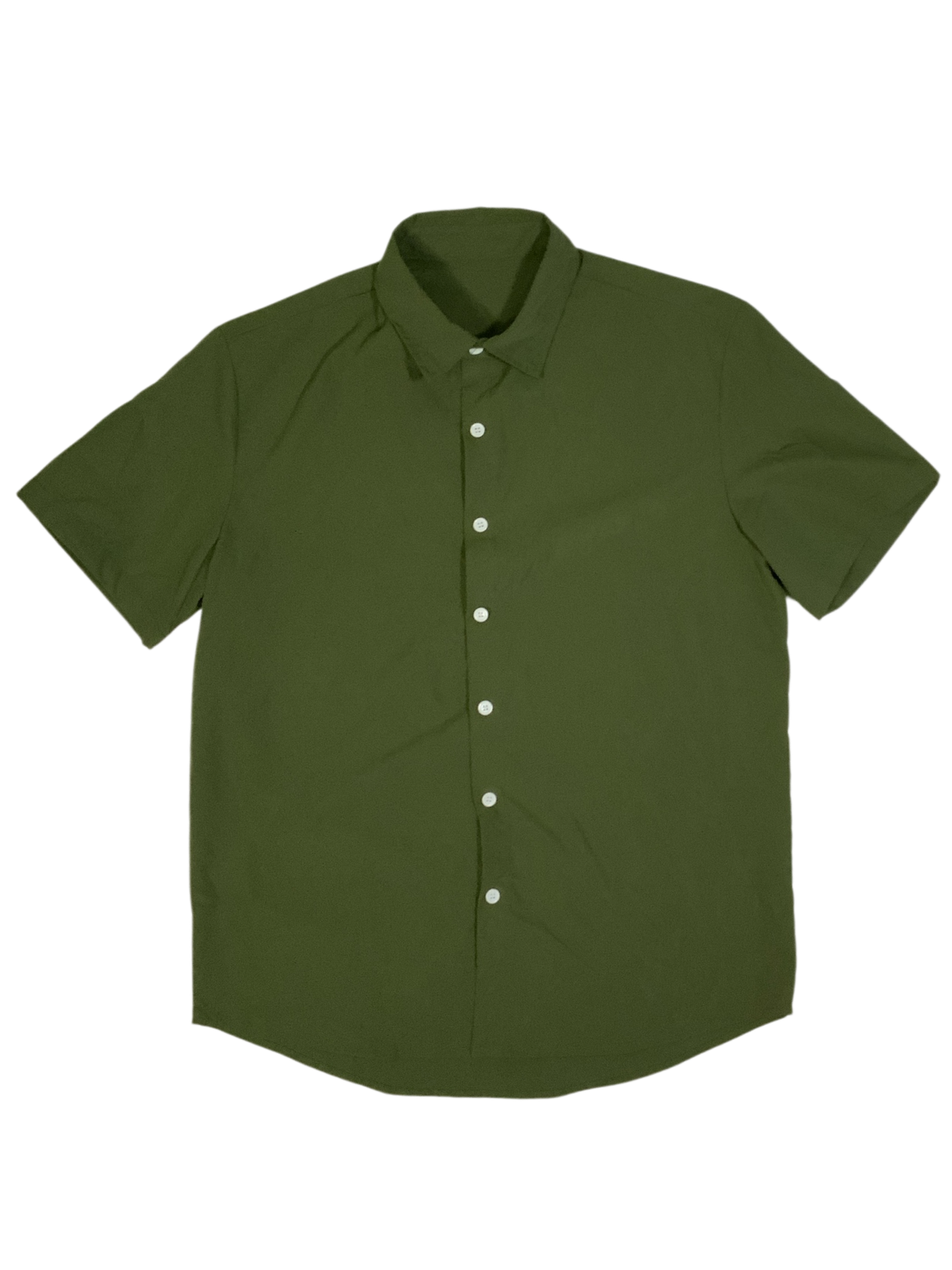 SHEIN Men's Solid Olive Green Short Sleeve Button-Down Shirt