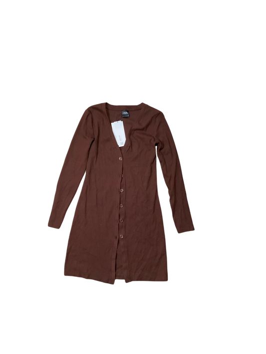 ZARA Dark Brown Ribbed Long Sleeve Top & Pants Set