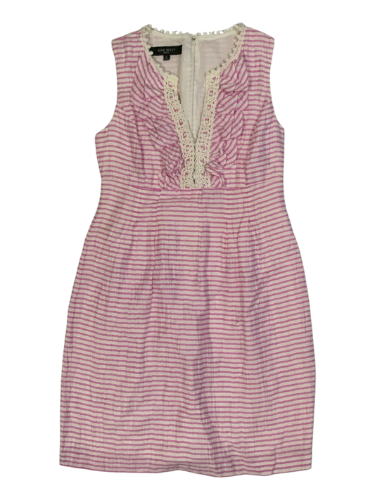 Nine West Sleeveless Pink and White Striped Seersucker Dress Size 4