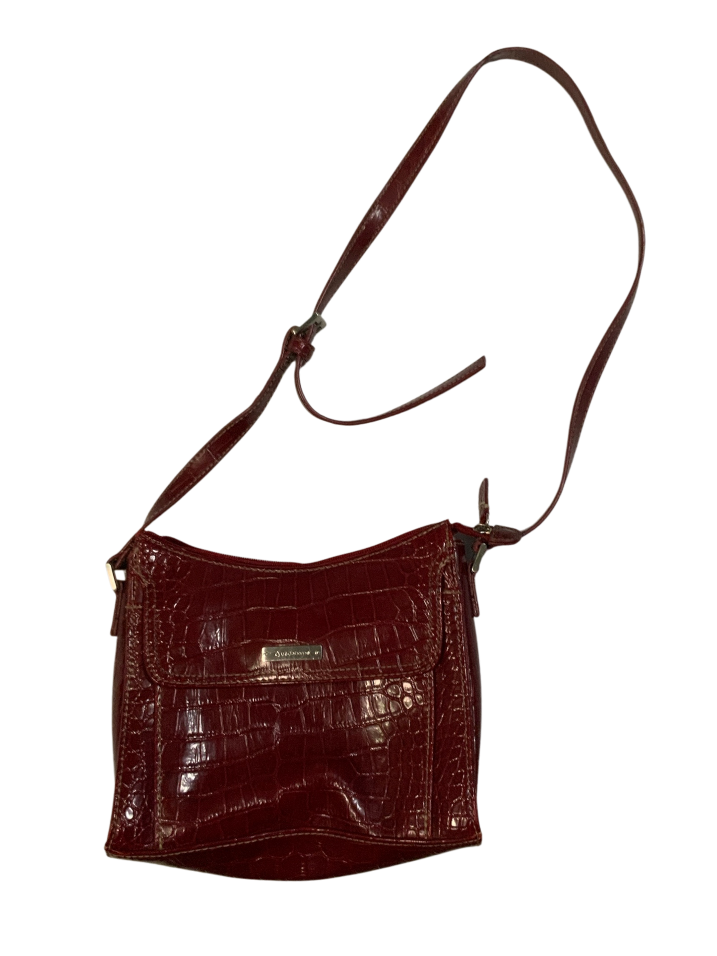 Liz Claiborne Accessories Maroon Croc-Embossed Faux Leather Crossbody Bag