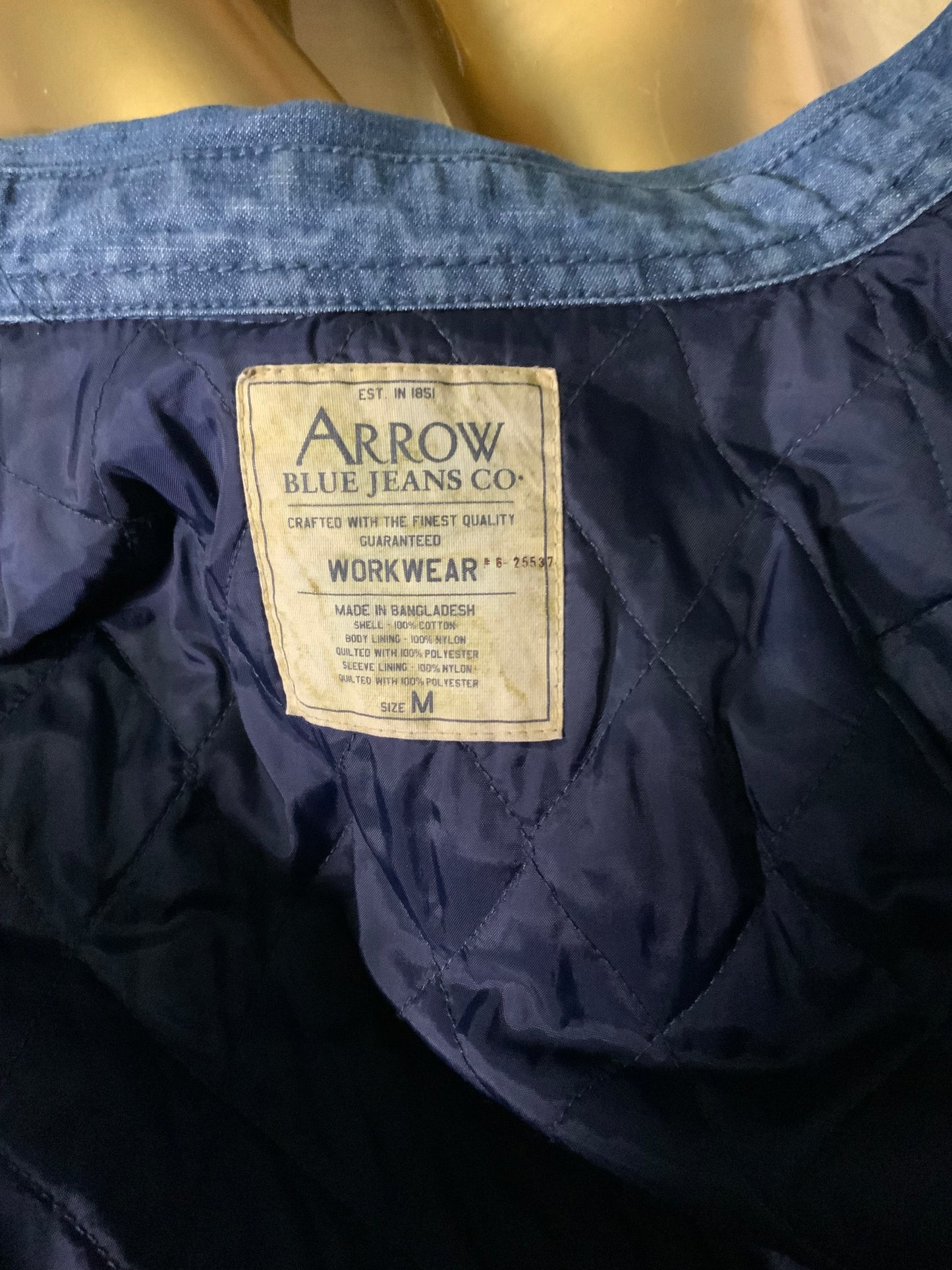 Arrow Blue Jeans Co. Workwear Quilt-Lined Denim Button-Front Shirt