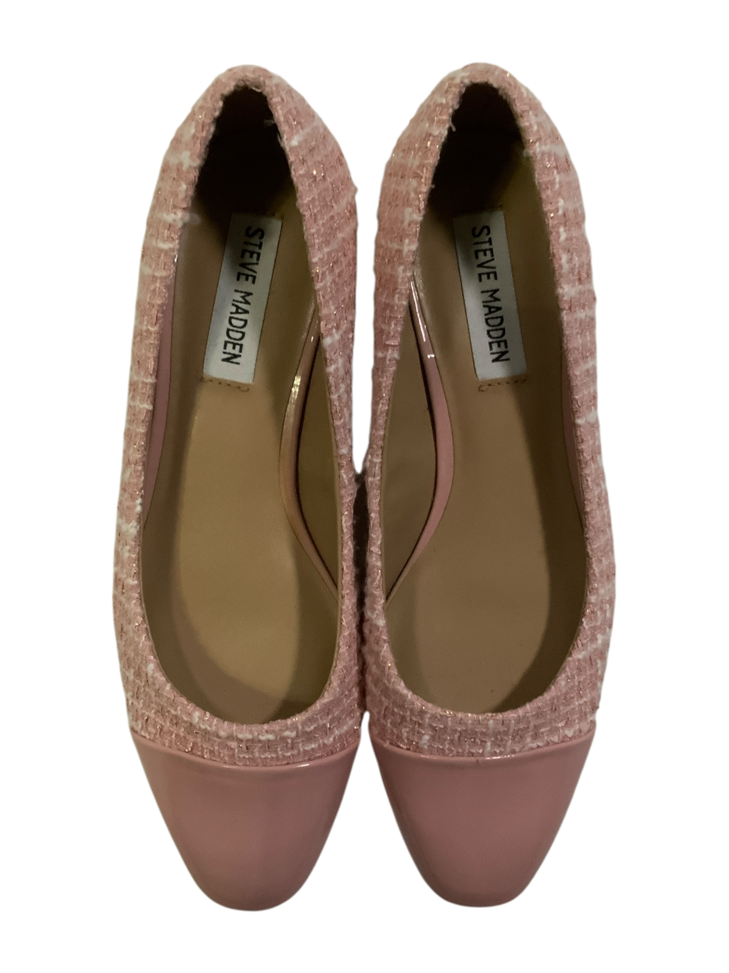 Steve Madden Pink Tweed and Patent Cap Toe Ballet Flats