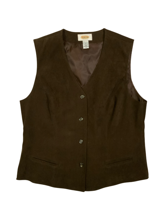 Talbots Chocolate Brown Fauz Suede Button-Front Vest