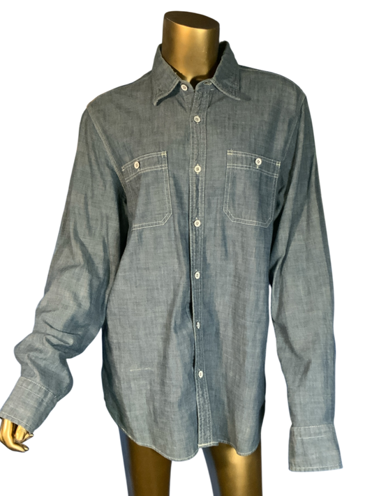 Express Lightweight Champray Long-Sleeve Button-Down Shirt