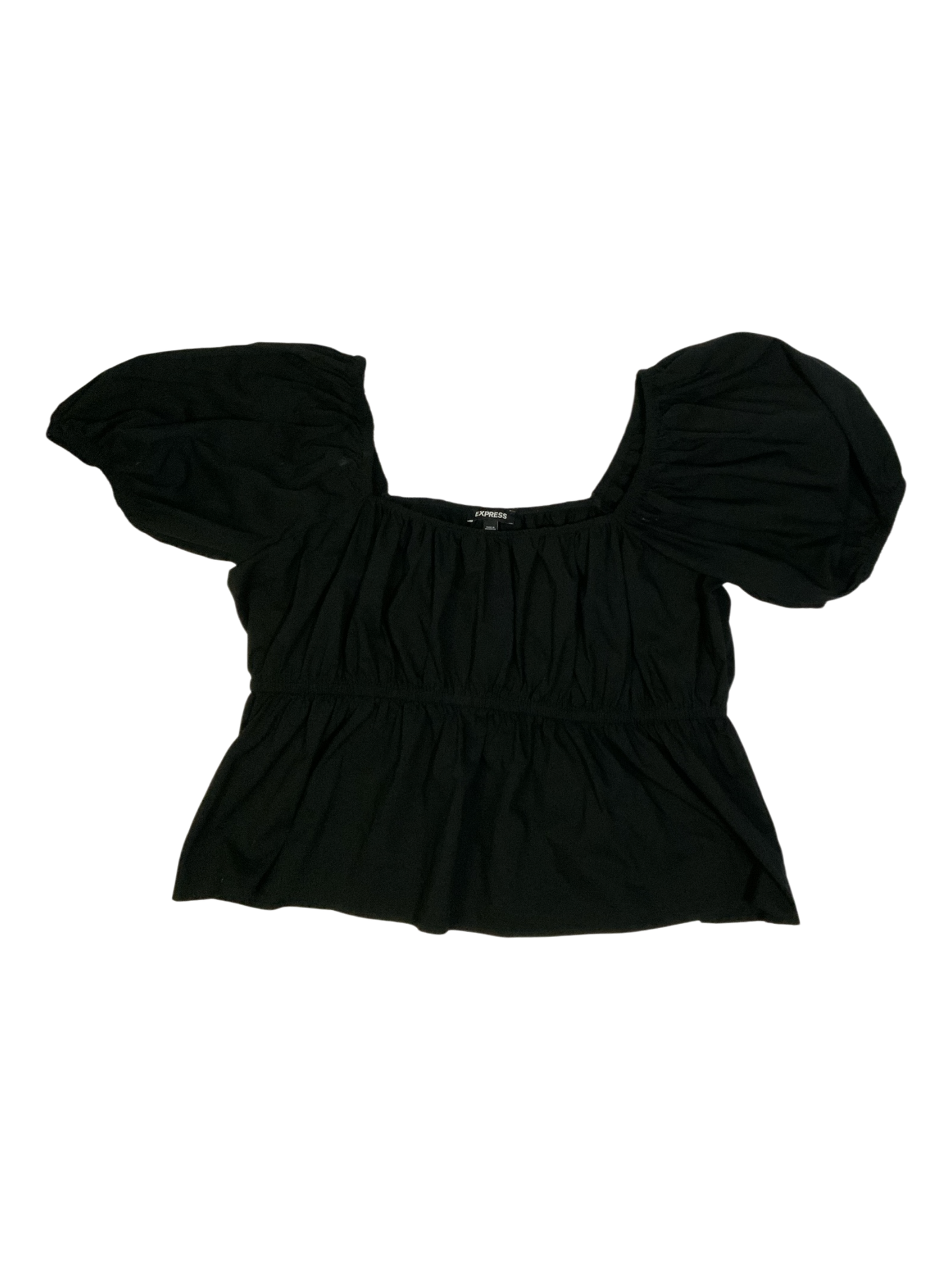 Express Black Puff Sleeve Peplum Top Size XL