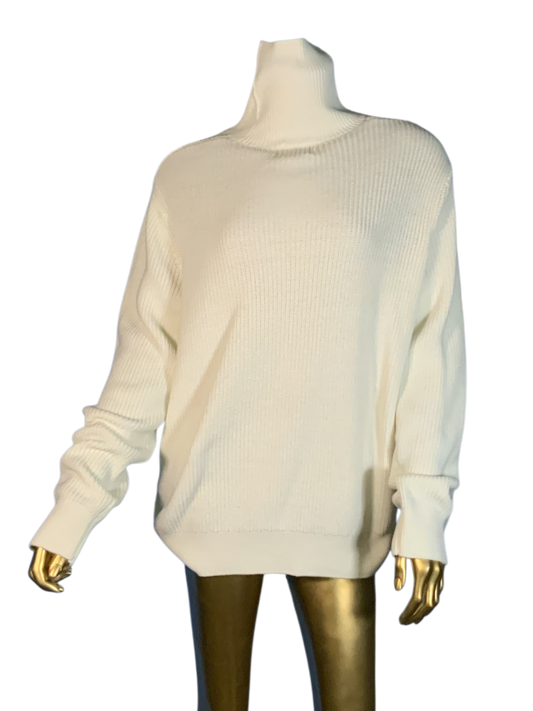H&M Women’s White Ribbed Turtleneck Sweater