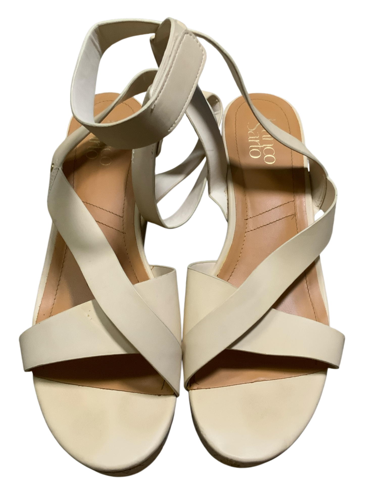 Franco Sarto Cream Ankle Strap Sandals