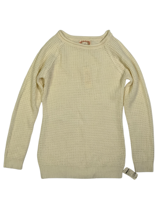 Ambiance Ivory Waffle Knit Raglan Sleeve Pullover Sweater