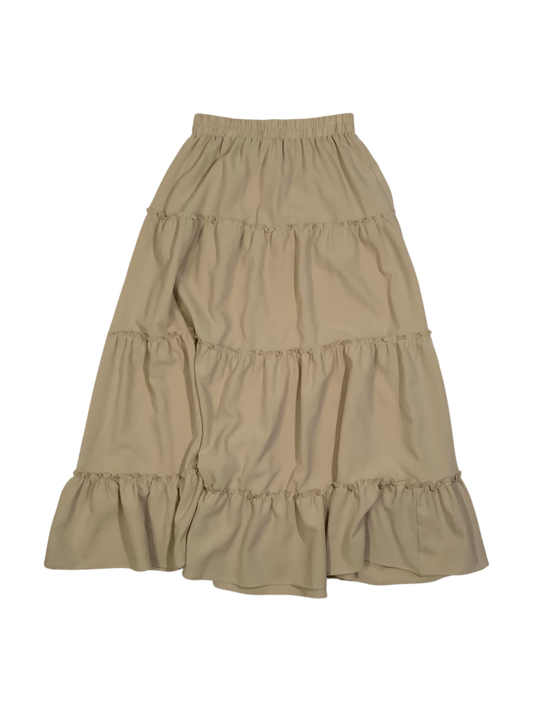Blu Pepper Tiered Ruffle A Line Khaki Skirt