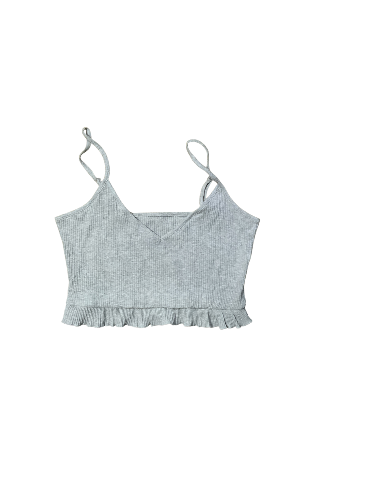 Grey Ribbed Crop Top & Shorts Pajama Set