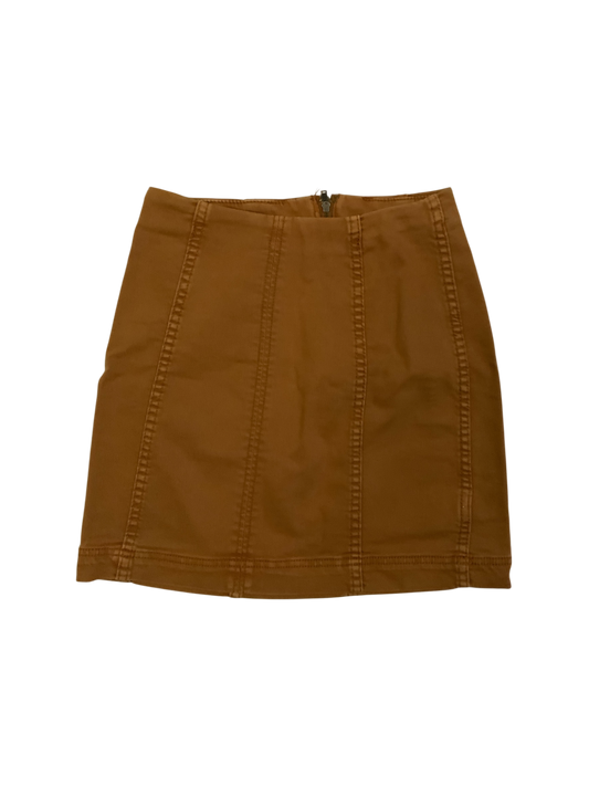 Free People Modern Femme Denim Mini Skirt in Chestnut Brown Size 2