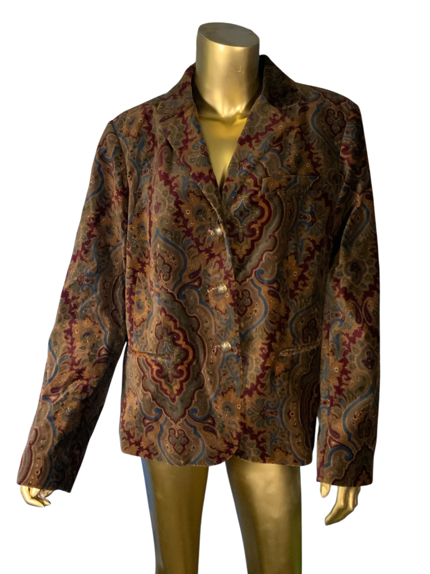 Lauren Ralph Lauren Women's Brown Paisley Tapestry Blazer Jacket Size 1X