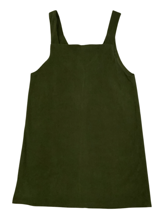 SHEIN Olive Green Corduroy Pinafore Overall Mini Dress