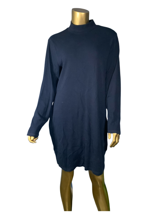 Old Navy Women's Navy Blue Mock Neck Long Sleeve Tunic Sweater Dress