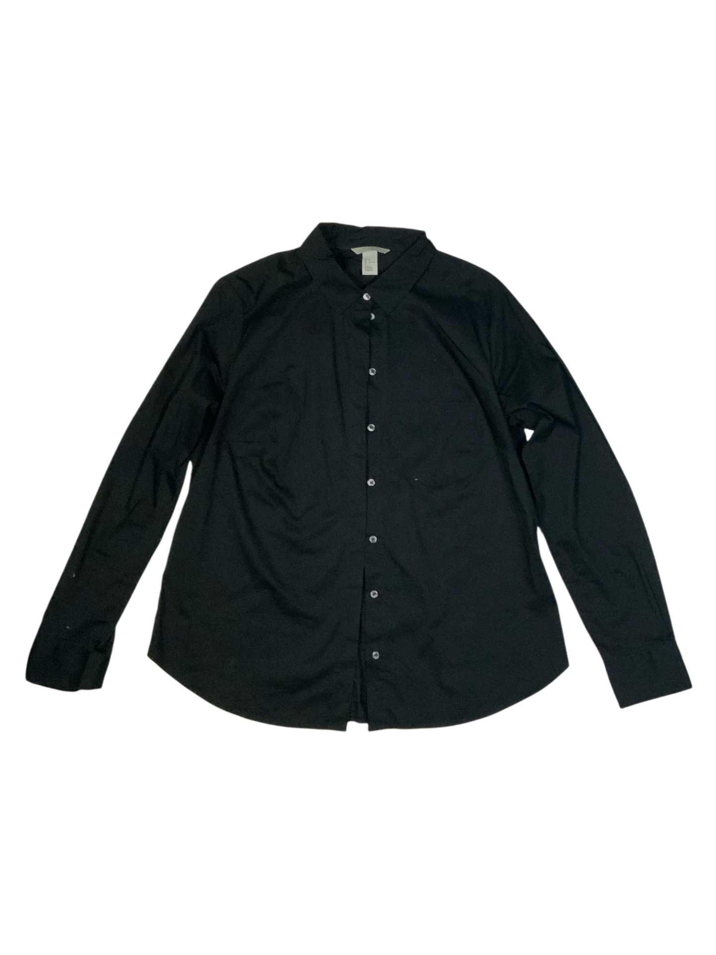 H&M Women's Long Sleeve Button-Up Shirt in Black Size 12