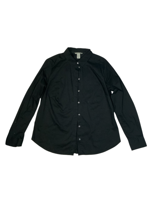 H&M Women's Long Sleeve Button-Up Shirt in Black Size 12