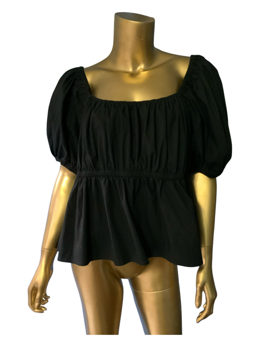 Express Black Puff Sleeve Peplum Top Size XL