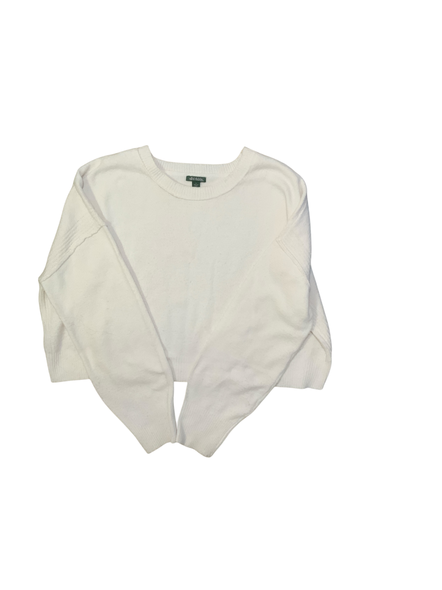 Wild Fable White Long Sleeve Cropped Sweater