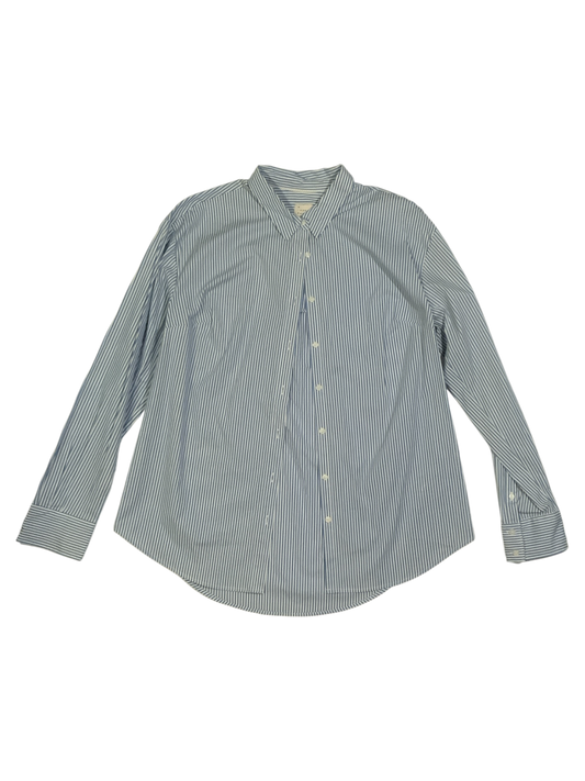 A New Day Blue and White Striped Long Sleeve Collar Shirt