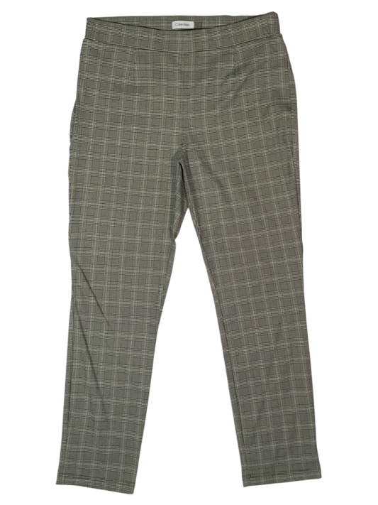 Calvin Klein Women’s Gray Plaid Stretch Slim-Leg Dress Pants Size 14