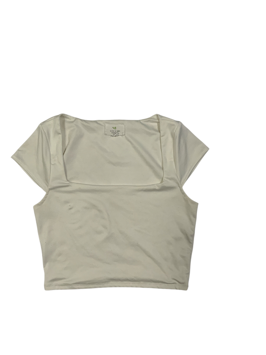 Live in the Moment White Square Cap Sleeve Crop Top Size S